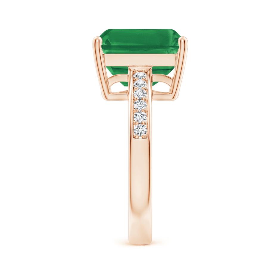 12x10mm AA Octagonal Emerald Cocktail Ring with Diamonds in Rose Gold side 299