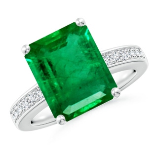 12x10mm AAA Octagonal Emerald Cocktail Ring with Diamonds in P950 Platinum