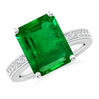 12x10mm AAAA Octagonal Emerald Cocktail Ring with Diamonds in P950 Platinum