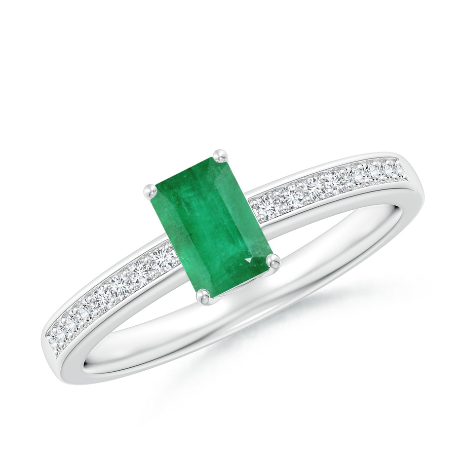 6x4mm A Octagonal Emerald Cocktail Ring with Diamonds in P950 Platinum 