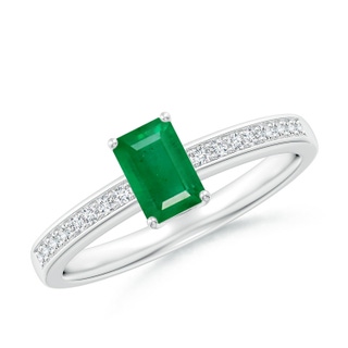 6x4mm AA Octagonal Emerald Cocktail Ring with Diamonds in P950 Platinum