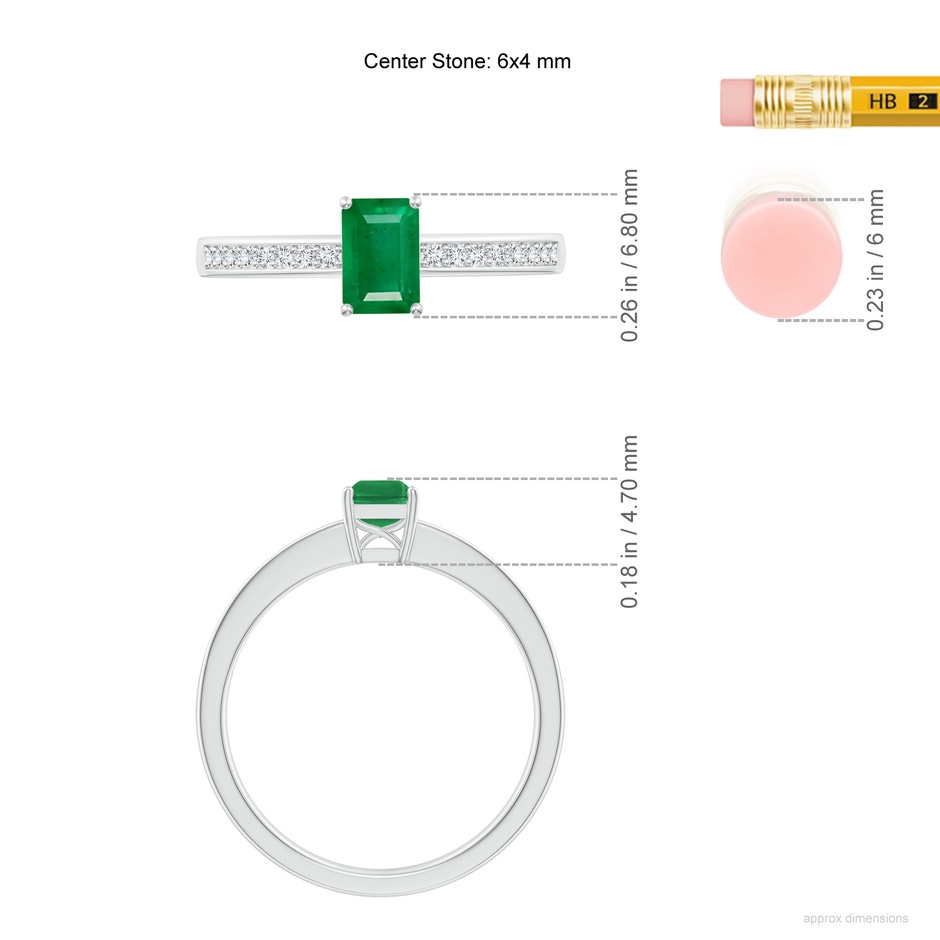 6x4mm AA Octagonal Emerald Cocktail Ring with Diamonds in P950 Platinum ruler