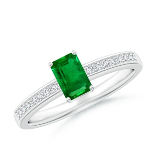 6x4mm AAAA Octagonal Emerald Cocktail Ring with Diamonds in P950 Platinum