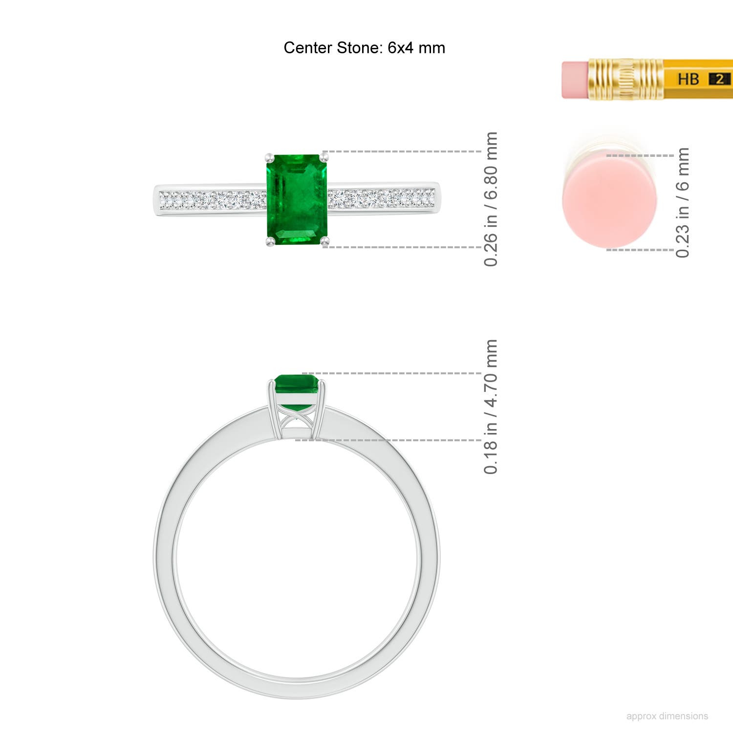 6x4mm AAAA Octagonal Emerald Cocktail Ring with Diamonds in P950 Platinum - ruler