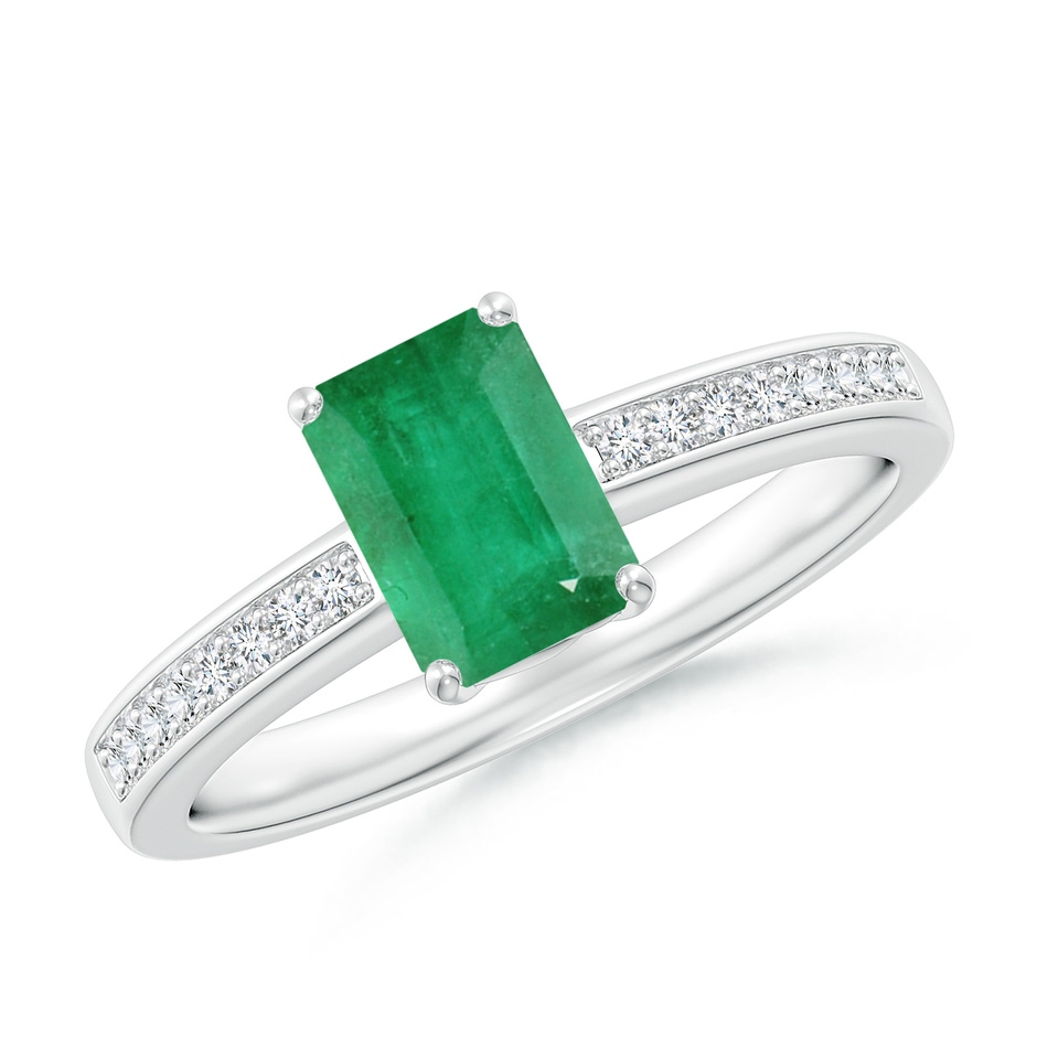 7x5mm A Octagonal Emerald Cocktail Ring with Diamonds in P950 Platinum 
