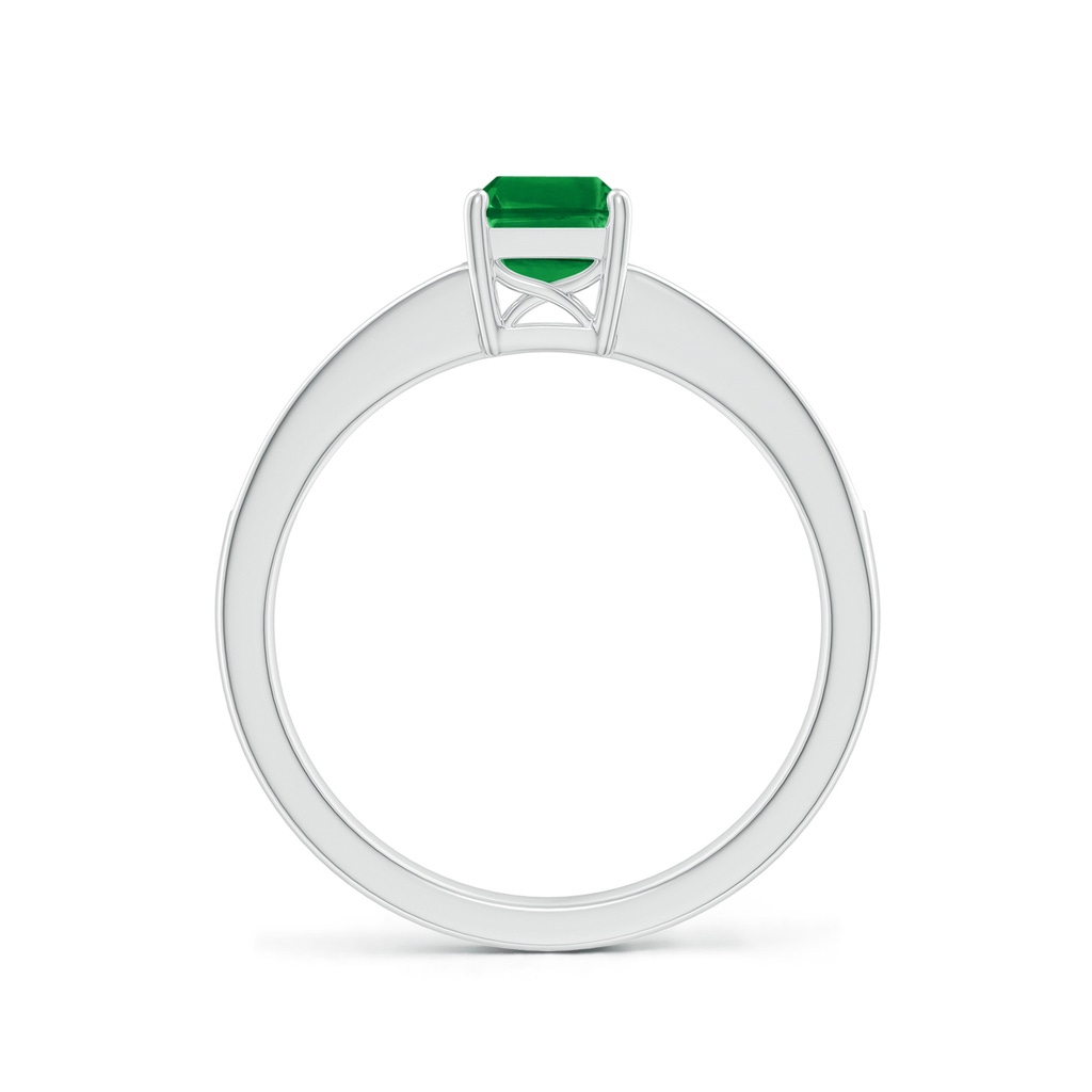 7x5mm AAA Octagonal Emerald Cocktail Ring with Diamonds in White Gold Side-1