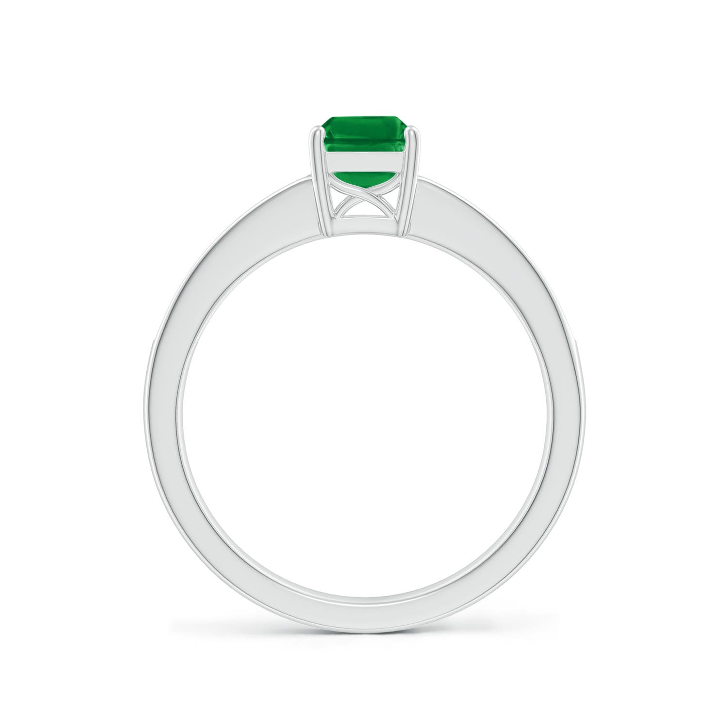 7x5mm AAA Octagonal Emerald Cocktail Ring with Diamonds in White Gold - side 3
