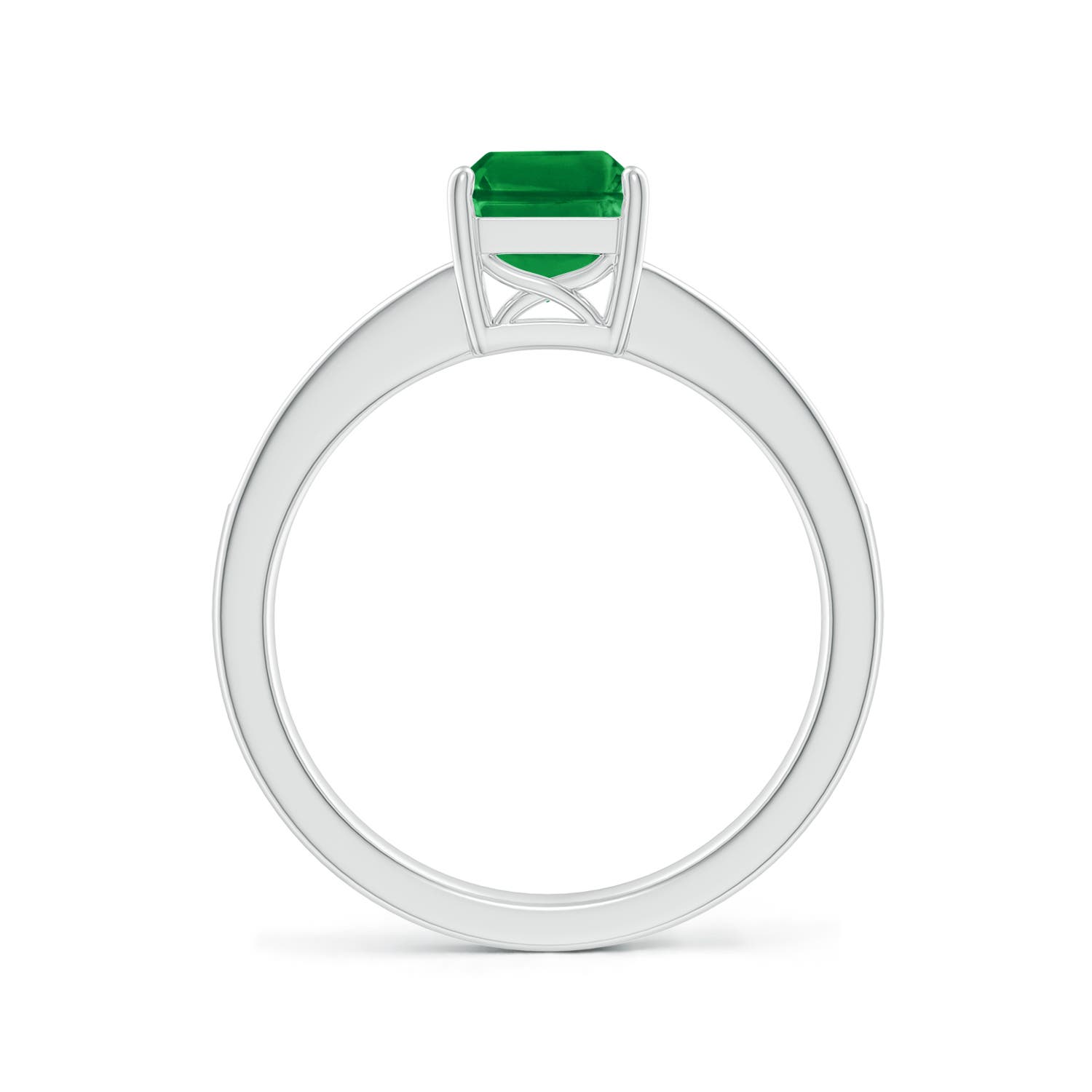 8x6mm AAA Octagonal Emerald Cocktail Ring with Diamonds in White Gold