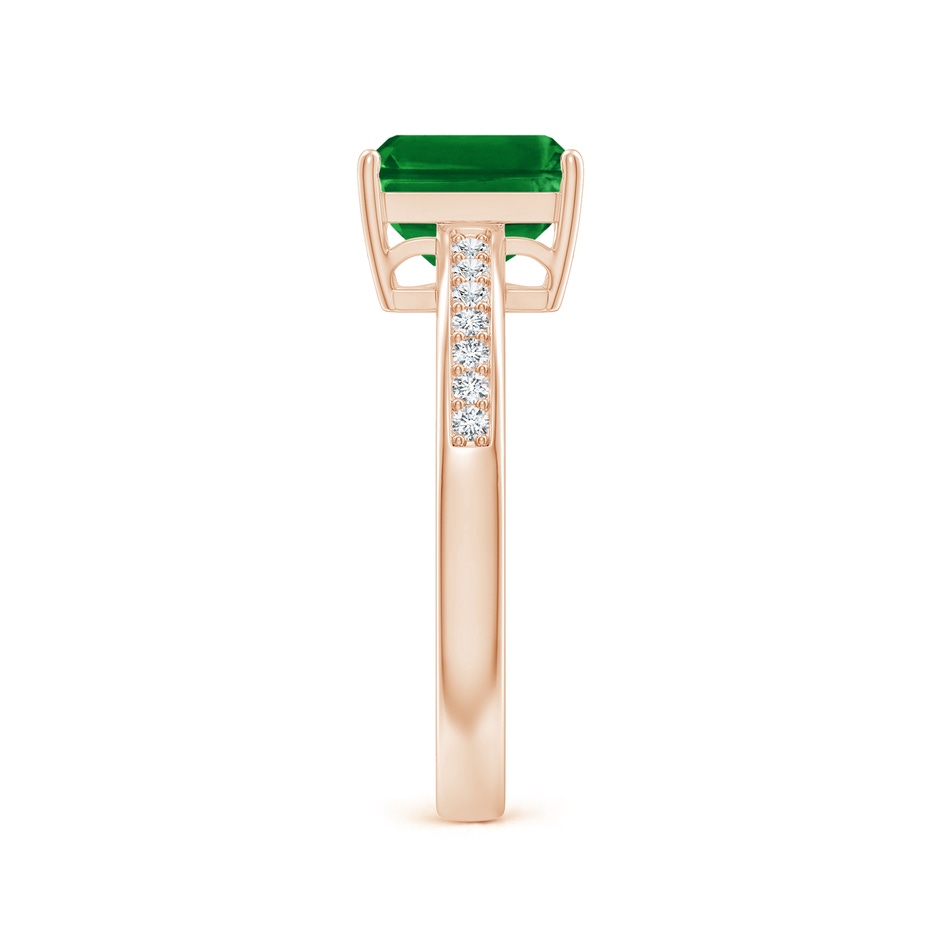 8x6mm AAAA Octagonal Emerald Cocktail Ring with Diamonds in Rose Gold side 299