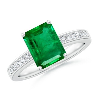 9x7mm AAA Octagonal Emerald Cocktail Ring with Diamonds in P950 Platinum