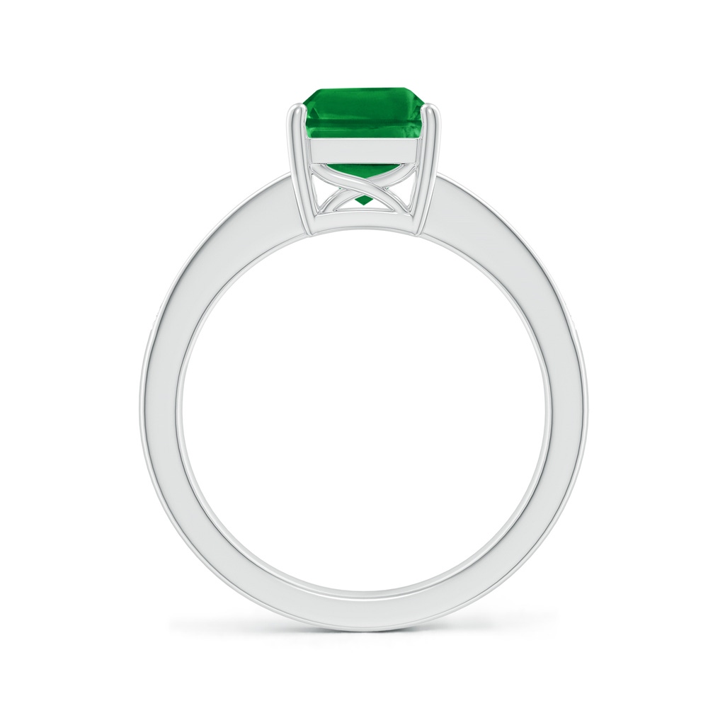 9x7mm AAA Octagonal Emerald Cocktail Ring with Diamonds in White Gold Side 199