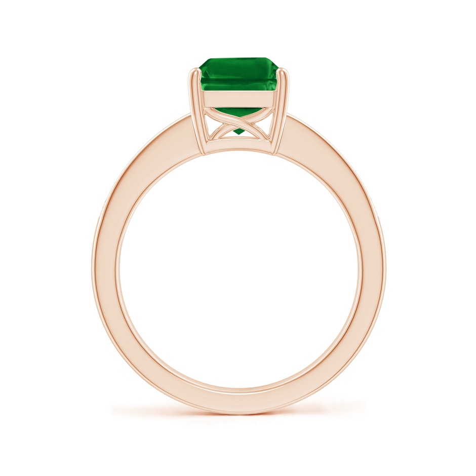 9x7mm AAAA Octagonal Emerald Cocktail Ring with Diamonds in Rose Gold side 199