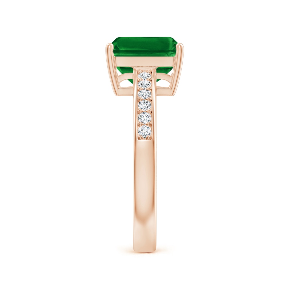 9x7mm AAAA Octagonal Emerald Cocktail Ring with Diamonds in Rose Gold side 299