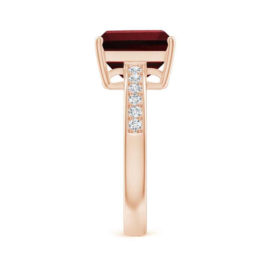 10x8mm AAAA Octagonal Garnet Cocktail Ring with Diamonds in Rose Gold side 299