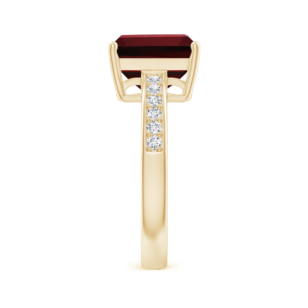 10x8mm AAAA Octagonal Garnet Cocktail Ring with Diamonds in Yellow Gold Side 299
