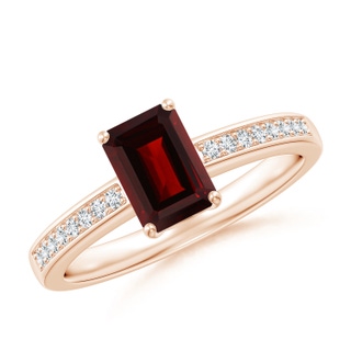 7x5mm AA Octagonal Garnet Cocktail Ring with Diamonds in 10K Rose Gold