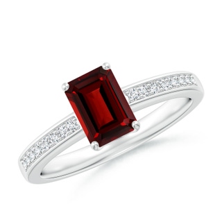 7x5mm AAAA Octagonal Garnet Cocktail Ring with Diamonds in P950 Platinum