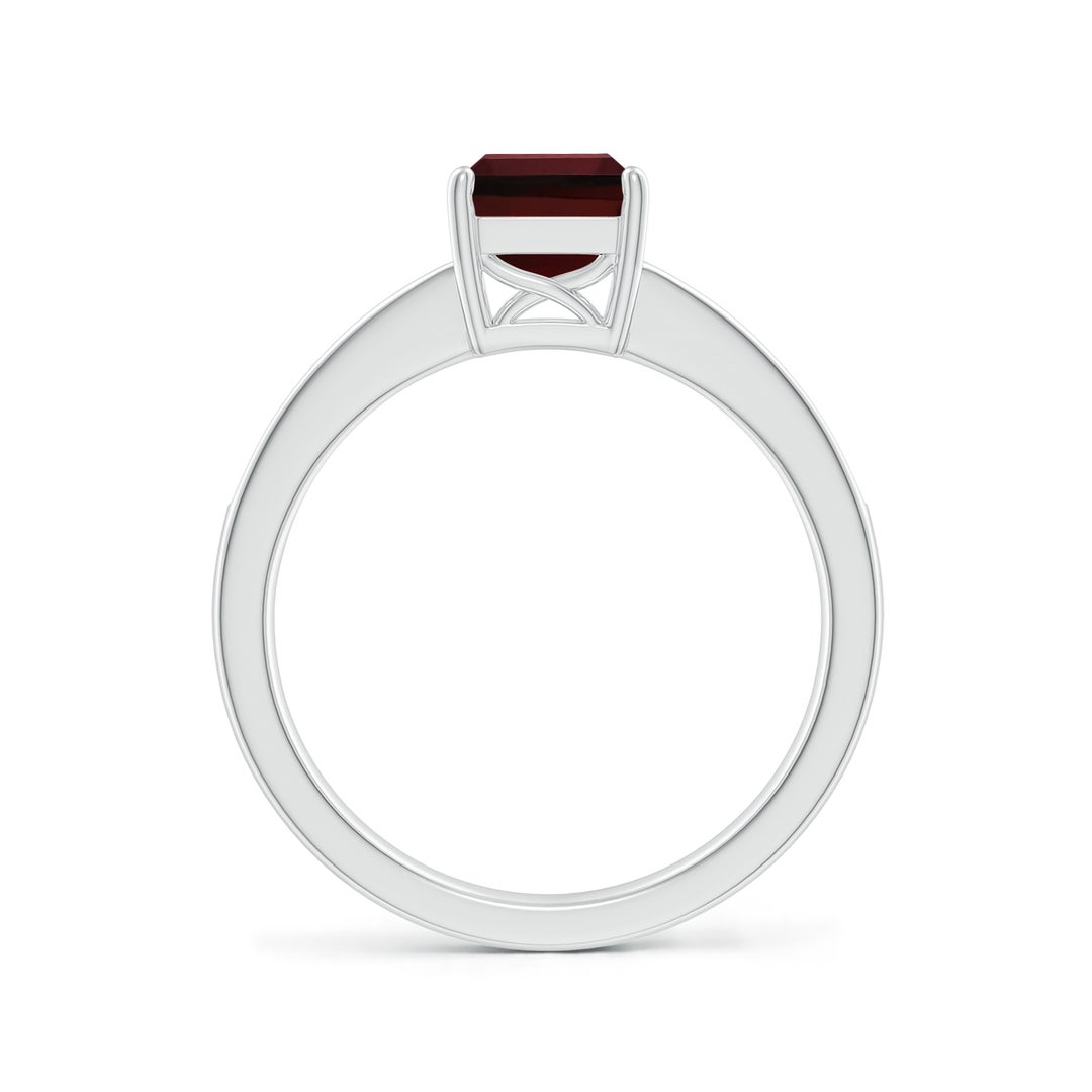 8x6mm AAA Octagonal Garnet Cocktail Ring with Diamonds in White Gold - side 3