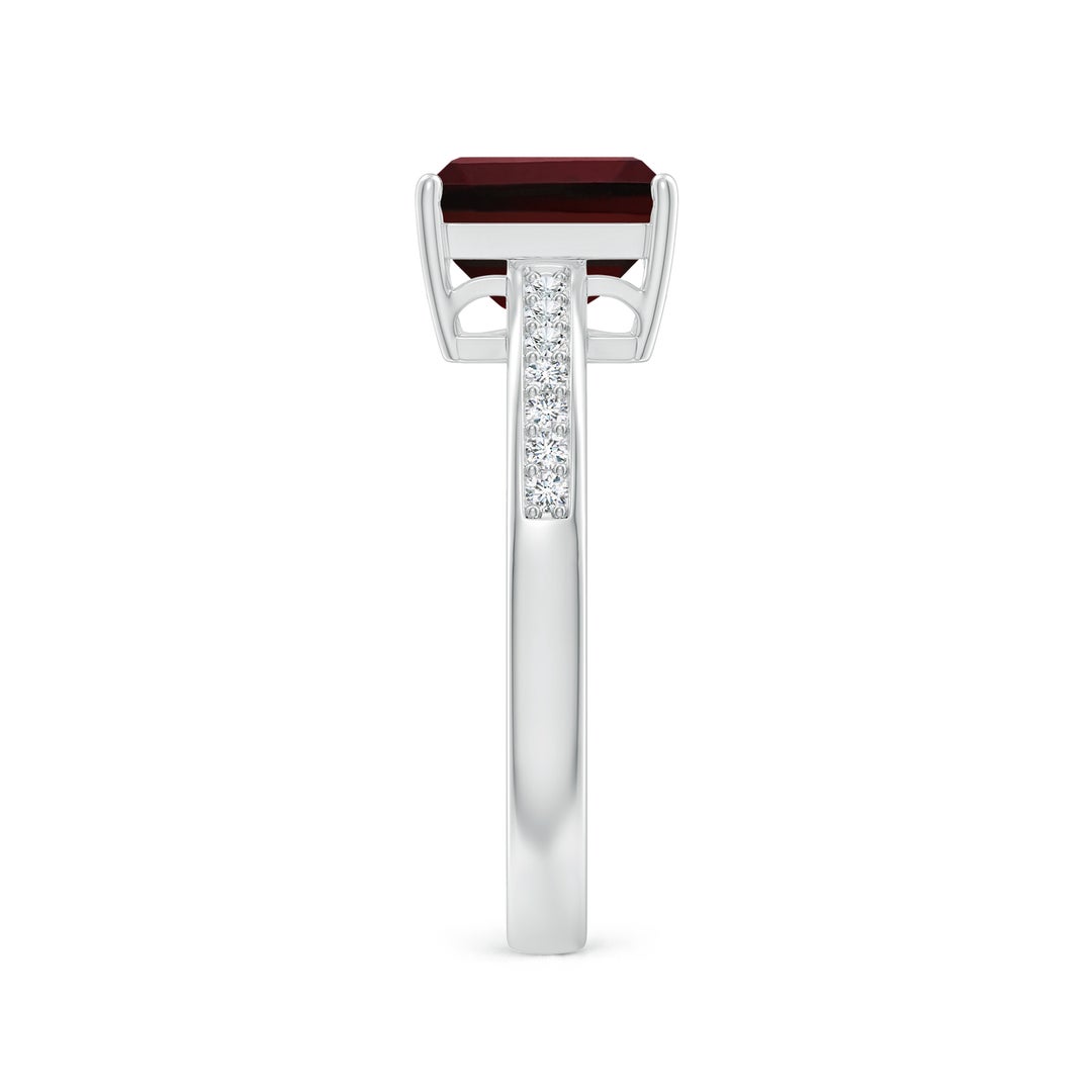 8x6mm AAA Octagonal Garnet Cocktail Ring with Diamonds in White Gold - side 5