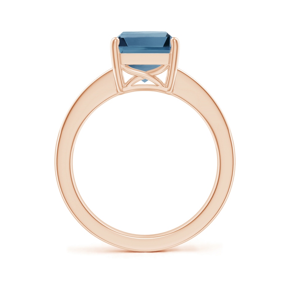 10x8mm A Octagonal London Blue Topaz Cocktail Ring with Diamonds in Rose Gold side-1