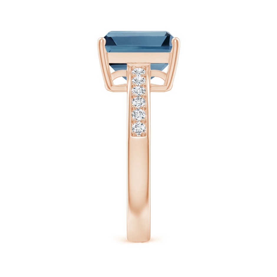 10x8mm A Octagonal London Blue Topaz Cocktail Ring with Diamonds in Rose Gold side-2