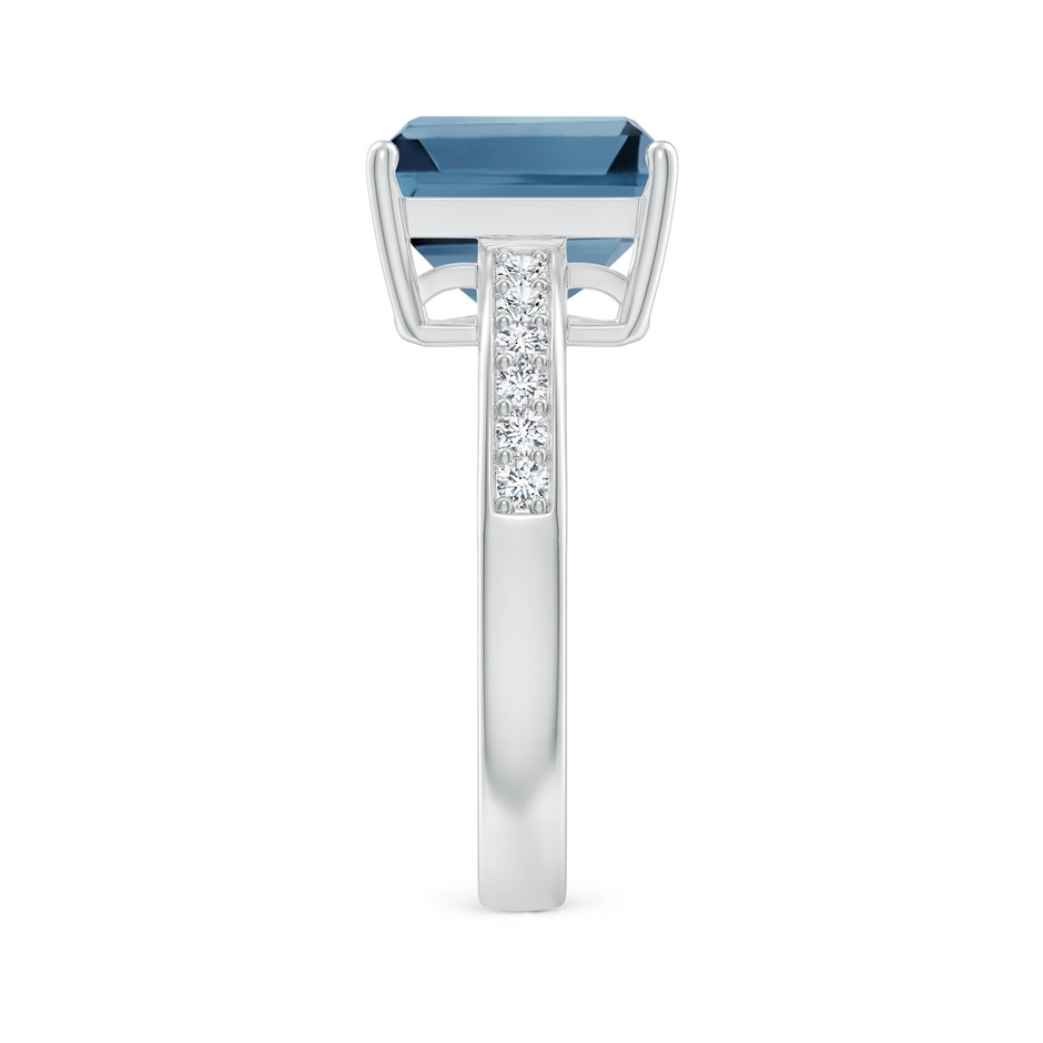 10x8mm A Octagonal London Blue Topaz Cocktail Ring with Diamonds in White Gold side-2