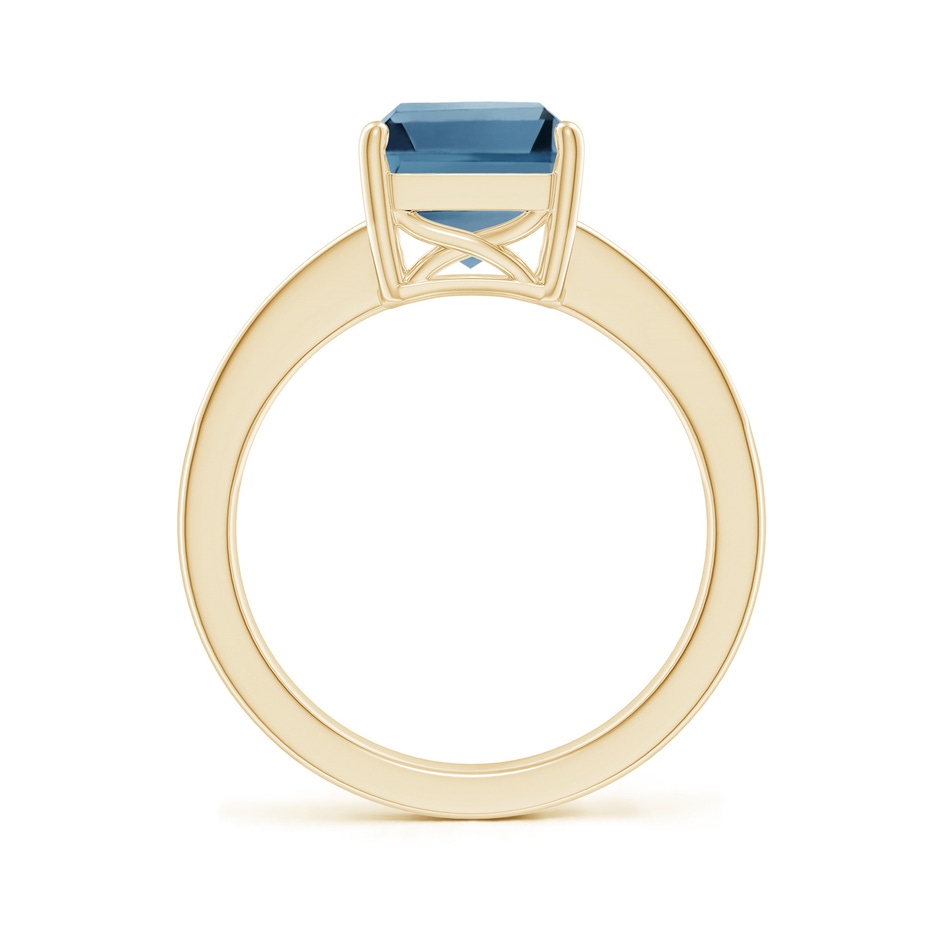 10x8mm A Octagonal London Blue Topaz Cocktail Ring with Diamonds in Yellow Gold side-1