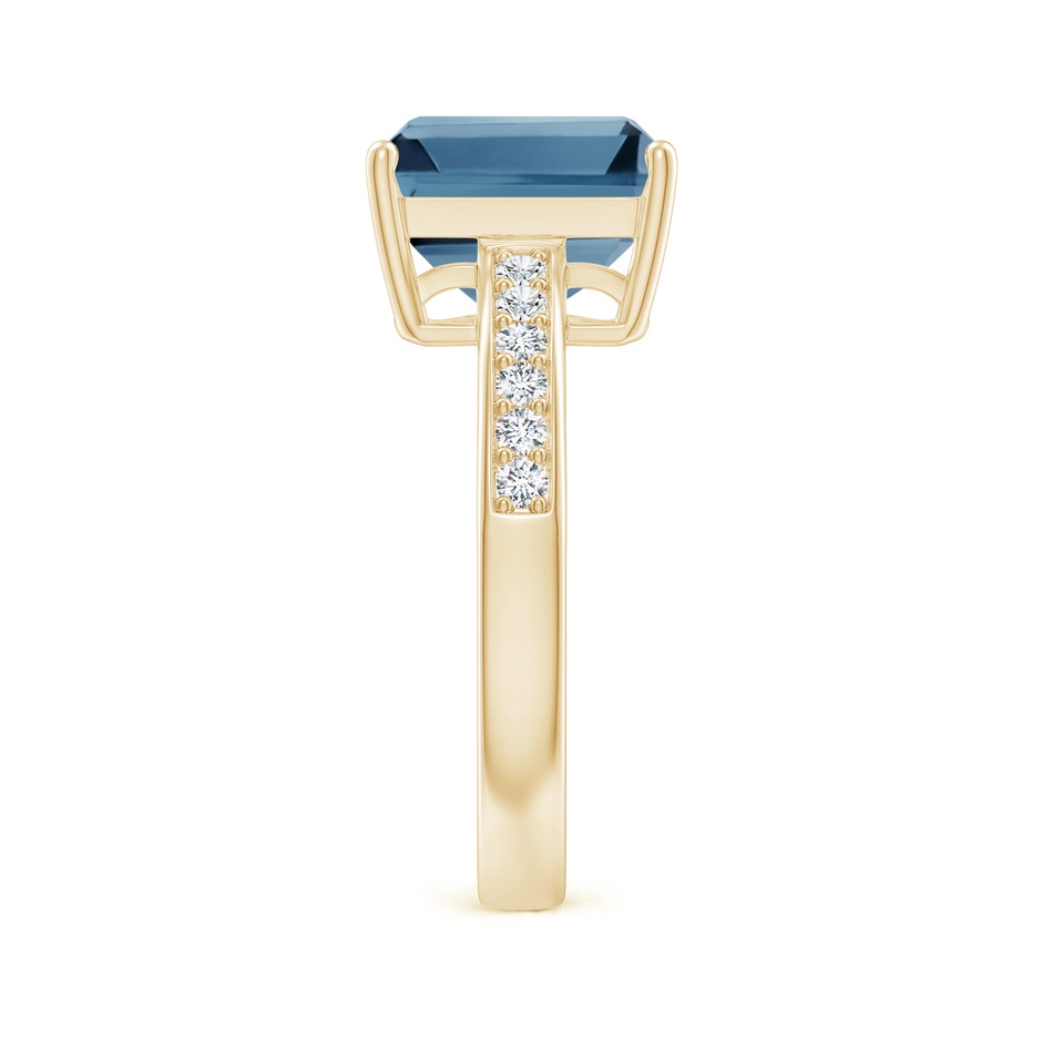 10x8mm A Octagonal London Blue Topaz Cocktail Ring with Diamonds in Yellow Gold side-2