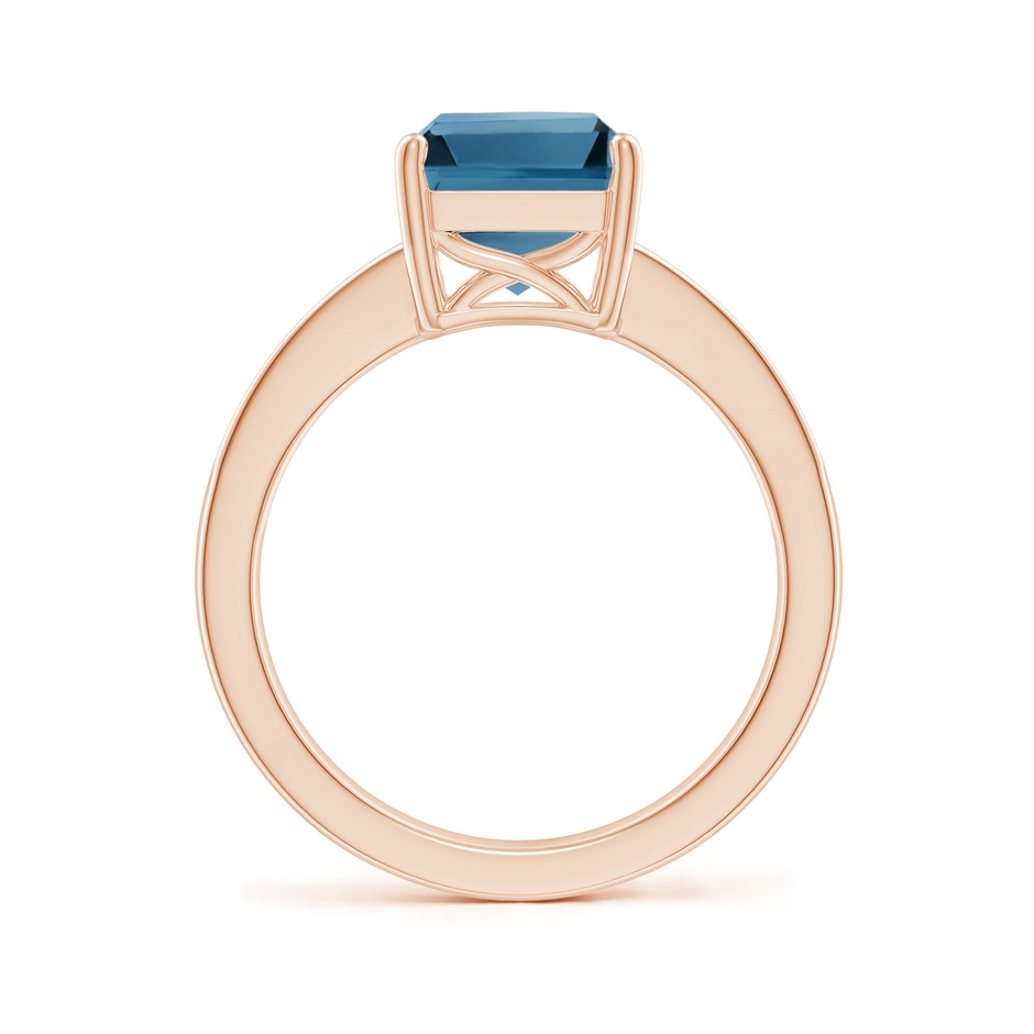 10x8mm AA Octagonal London Blue Topaz Cocktail Ring with Diamonds in Rose Gold side-1