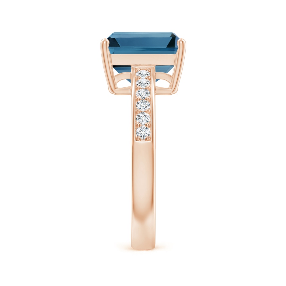 10x8mm AA Octagonal London Blue Topaz Cocktail Ring with Diamonds in Rose Gold side-2