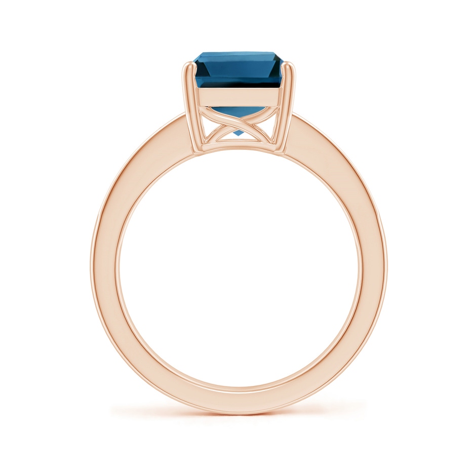 10x8mm AAA Octagonal London Blue Topaz Cocktail Ring with Diamonds in Rose Gold side-1