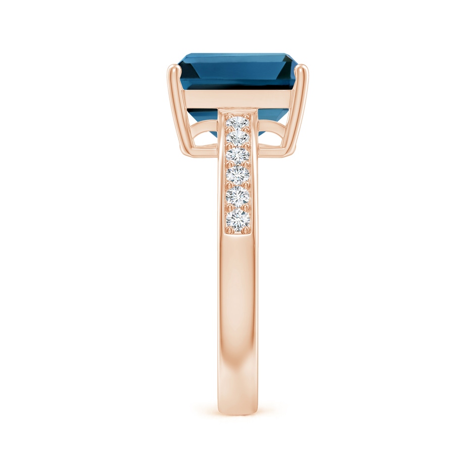 10x8mm AAA Octagonal London Blue Topaz Cocktail Ring with Diamonds in Rose Gold side-2