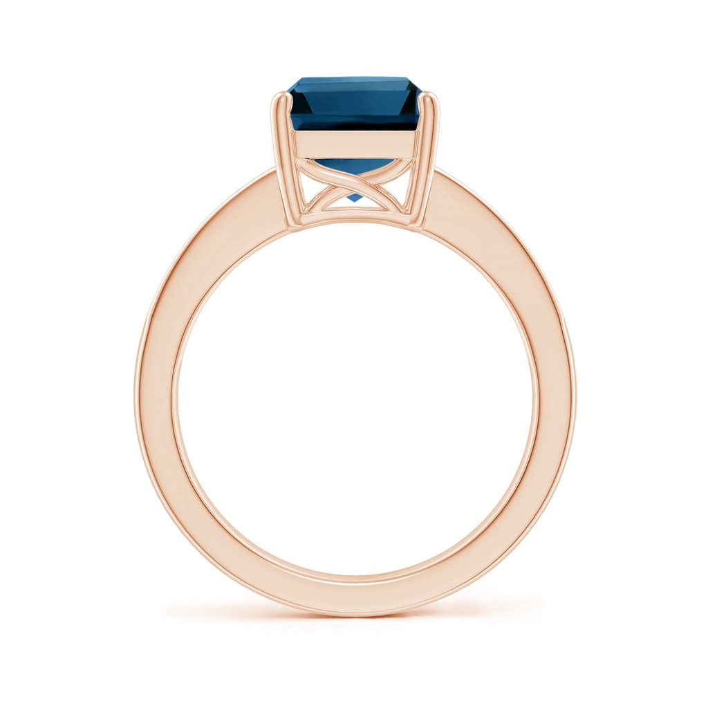 10x8mm AAAA Octagonal London Blue Topaz Cocktail Ring with Diamonds in Rose Gold - side_1
