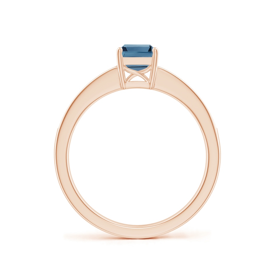 7x5mm A Octagonal London Blue Topaz Cocktail Ring with Diamonds in Rose Gold side-1