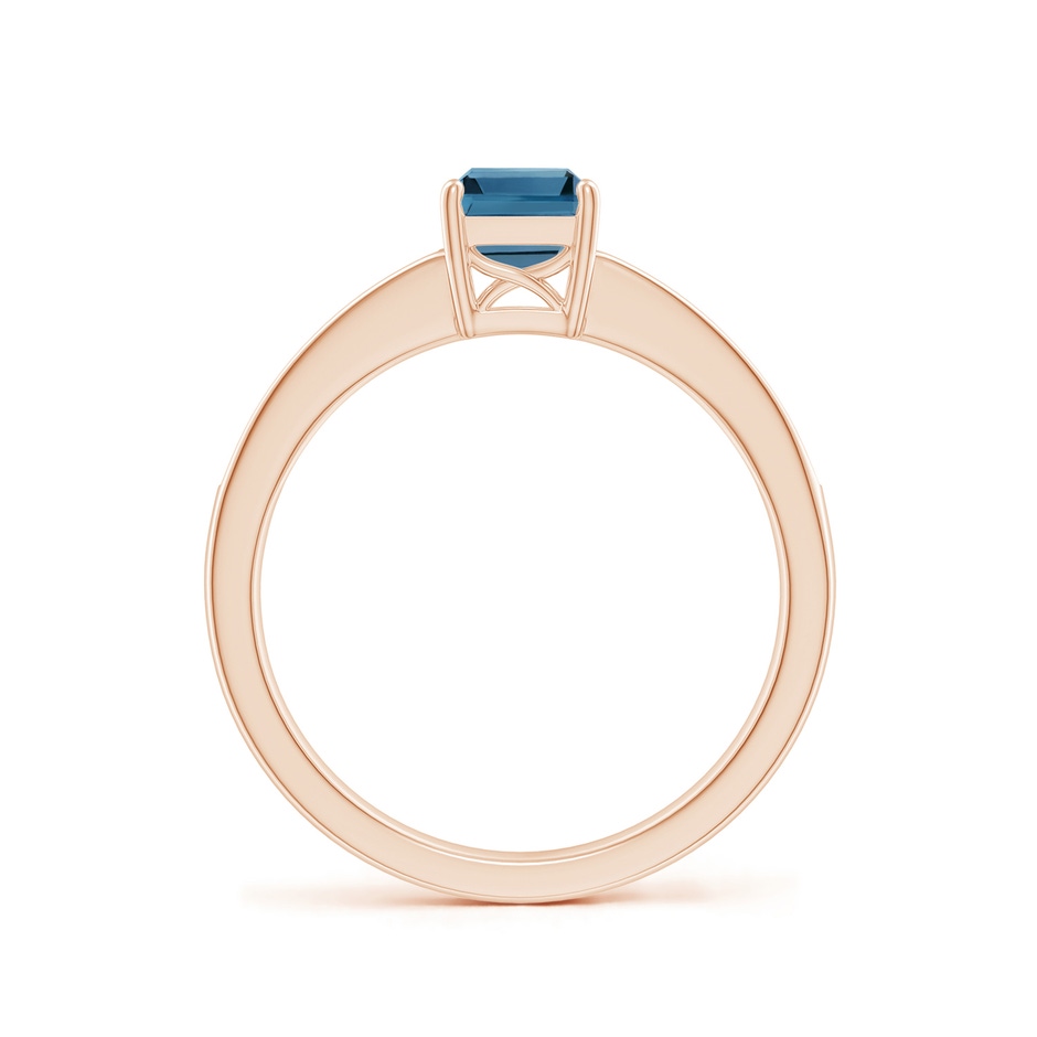 7x5mm AA Octagonal London Blue Topaz Cocktail Ring with Diamonds in 9K Rose Gold side 1