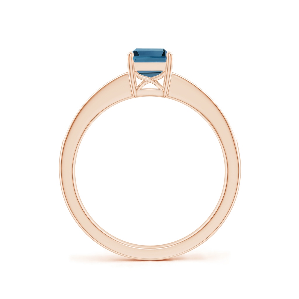 7x5mm AA Octagonal London Blue Topaz Cocktail Ring with Diamonds in Rose Gold Side-1