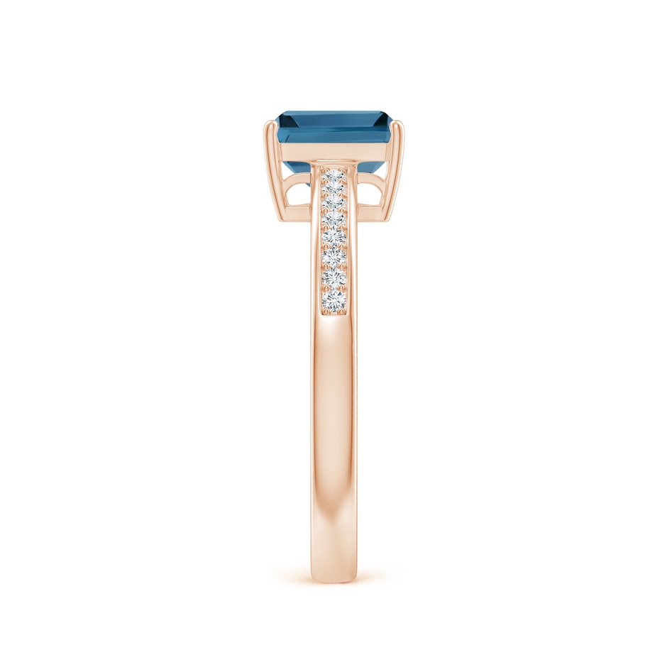 7x5mm AA Octagonal London Blue Topaz Cocktail Ring with Diamonds in Rose Gold side-2