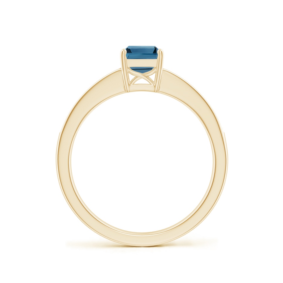 7x5mm AA Octagonal London Blue Topaz Cocktail Ring with Diamonds in Yellow Gold side-1