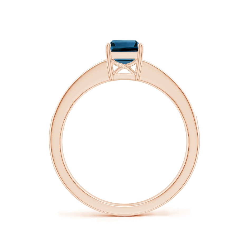 7x5mm AAA Octagonal London Blue Topaz Cocktail Ring with Diamonds in 9K Rose Gold side 1