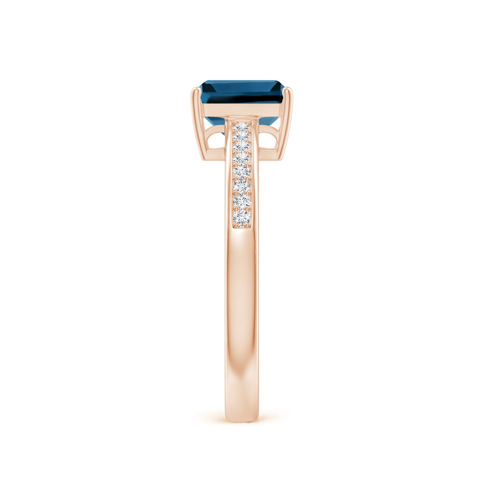 7x5mm AAA Octagonal London Blue Topaz Cocktail Ring with Diamonds in 9K Rose Gold side 2