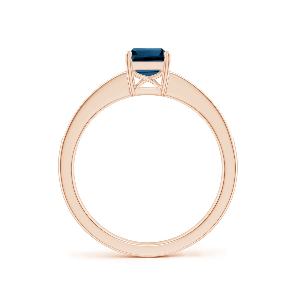 7x5mm AAAA Octagonal London Blue Topaz Cocktail Ring with Diamonds in Rose Gold side-1