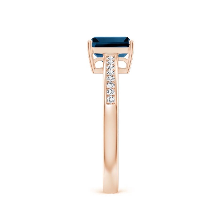 7x5mm AAAA Octagonal London Blue Topaz Cocktail Ring with Diamonds in Rose Gold side-2