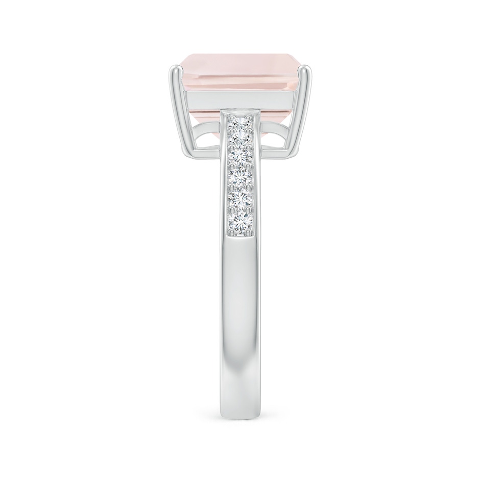 10x8mm A Octagonal Morganite Cocktail Ring with Diamonds in White Gold side-2