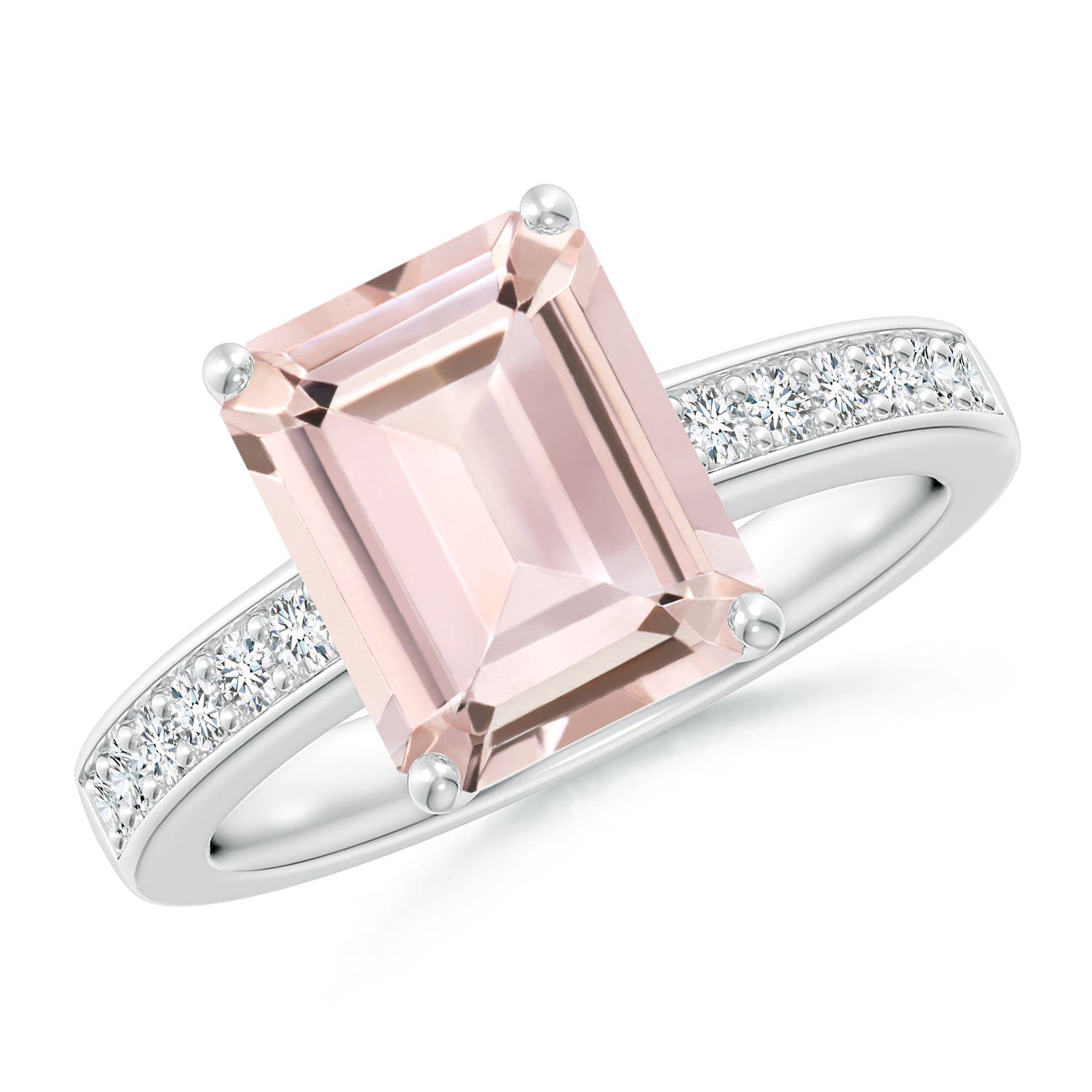 10x8mm AA Octagonal Morganite Cocktail Ring with Diamonds in P950 Platinum