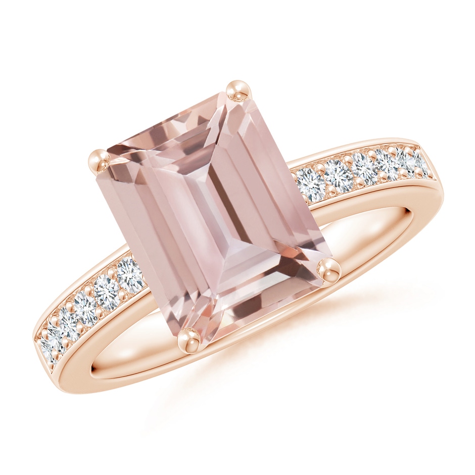 10x8mm AAA Octagonal Morganite Cocktail Ring with Diamonds in Rose Gold 
