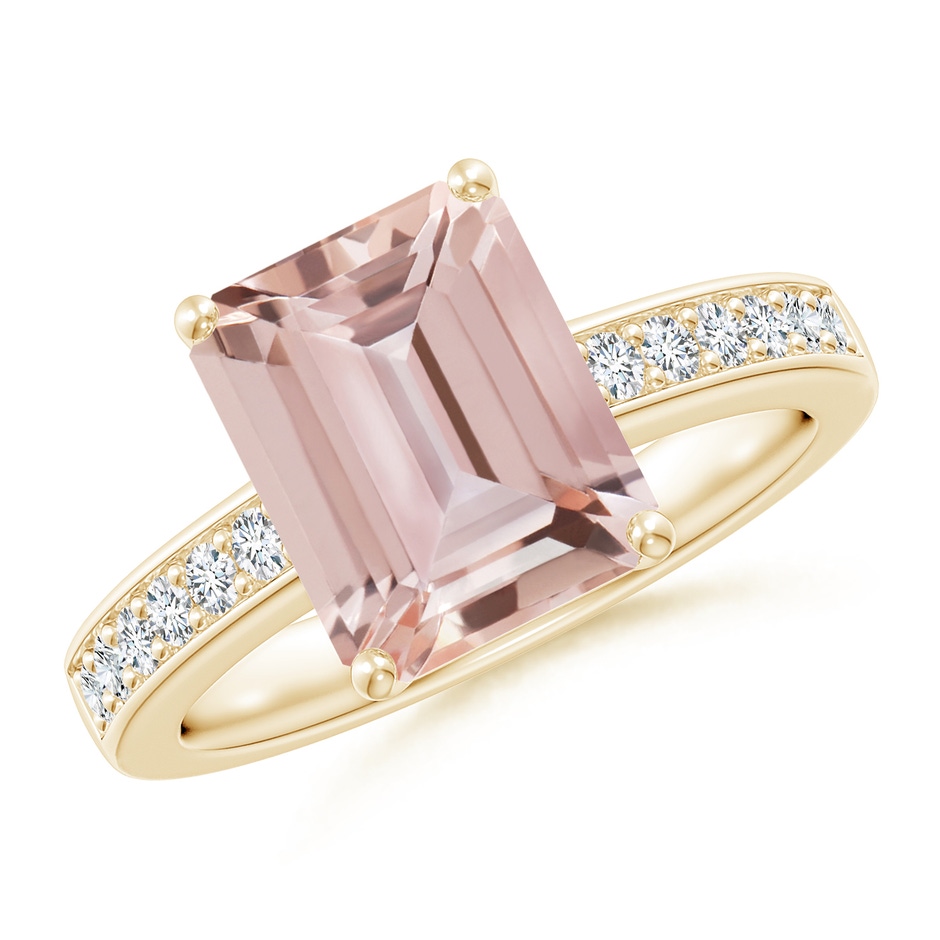 10x8mm AAA Octagonal Morganite Cocktail Ring with Diamonds in Yellow Gold 