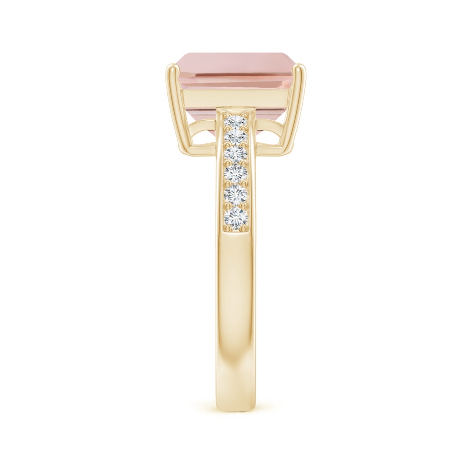 10x8mm AAA Octagonal Morganite Cocktail Ring with Diamonds in Yellow Gold side-2