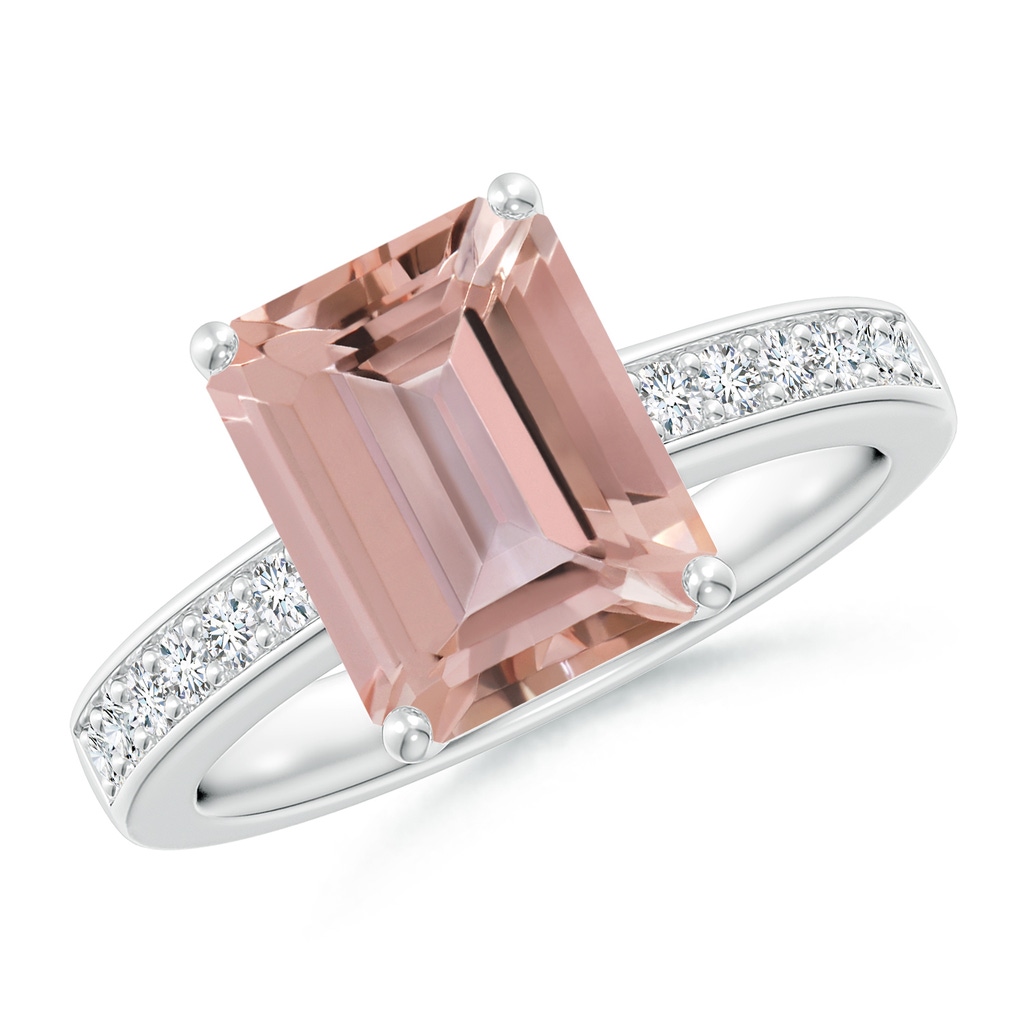 10x8mm AAAA Octagonal Morganite Cocktail Ring with Diamonds in P950 Platinum