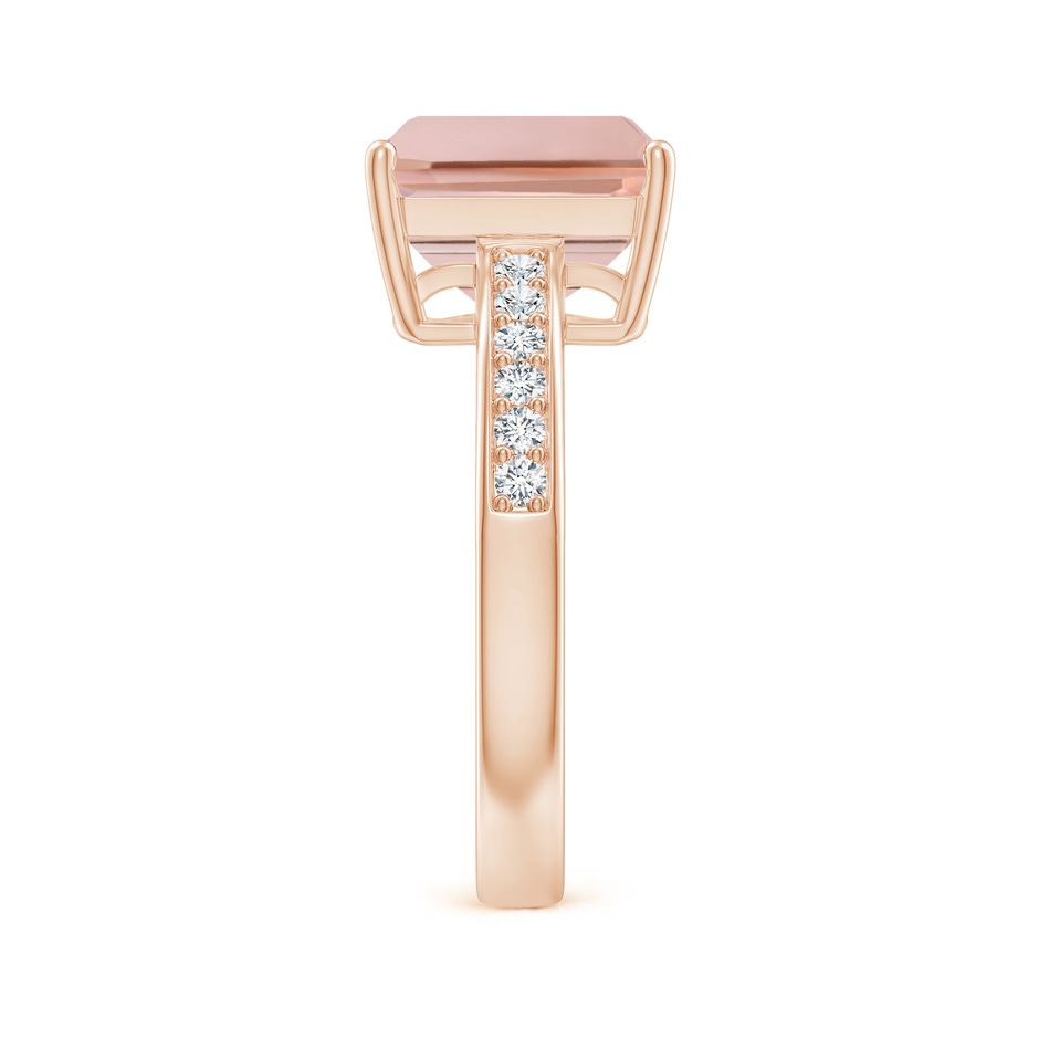 10x8mm AAAA Octagonal Morganite Cocktail Ring with Diamonds in Rose Gold side-2