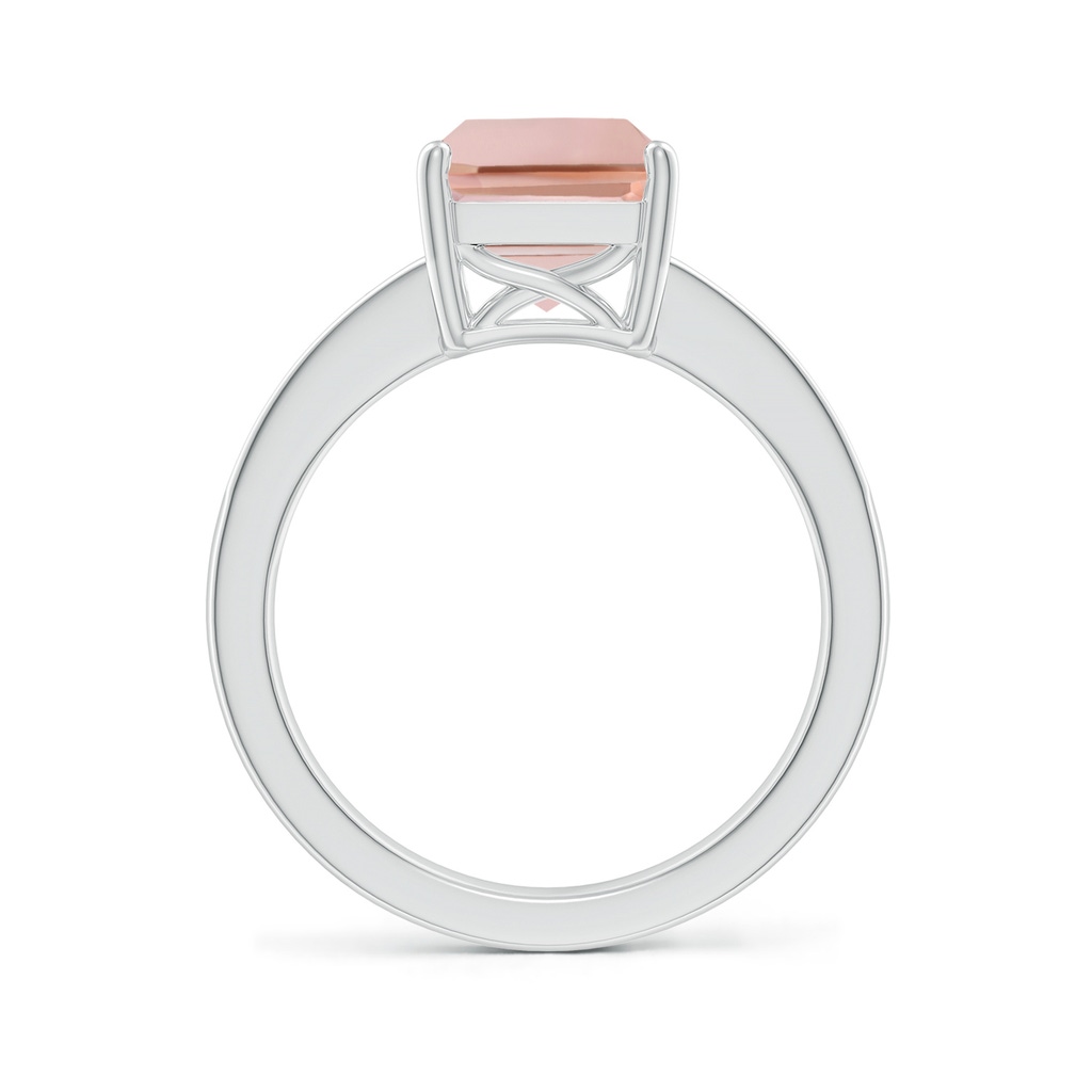 10x8mm AAAA Octagonal Morganite Cocktail Ring with Diamonds in White Gold - side_1